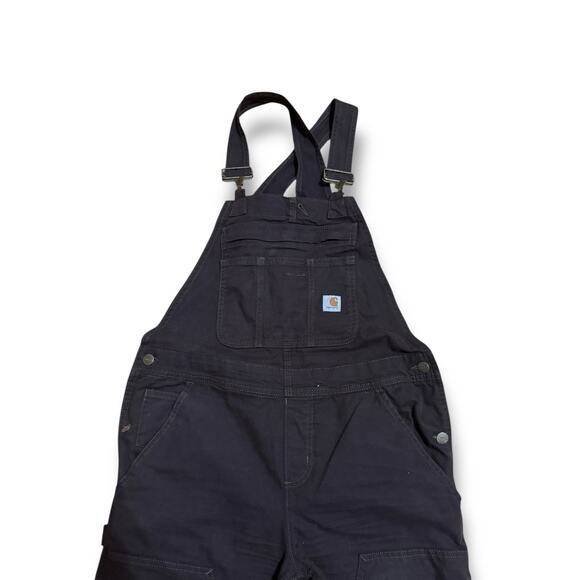 Carhartt Women’s Duck Bib Overalls OR2438-W XS Regular Loose Fit Dark Brown - Picture 3 of 7